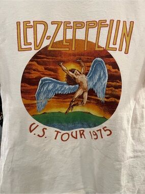 Led Zeppelin White Graphic Tour T-Shirt - U.S. Tour 1975